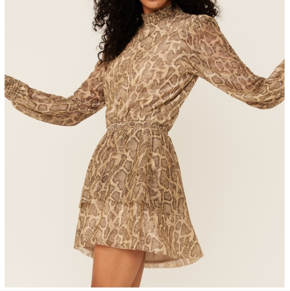 Show Me Your MuMu Russo Ruffle Metallic Python Smocked Dress - Picture 5 of 11